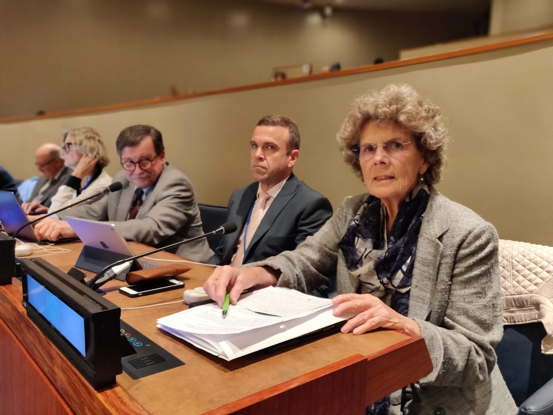 Auf dem Foto sieht man Dr. Heidrun Mollenkopf, Mitglied des BAGSO-Vorstands während der 10. Sitzung der Offenen Arbeitsgruppe zu Fragen des Alterns der Vereinten Nationen in New York.
