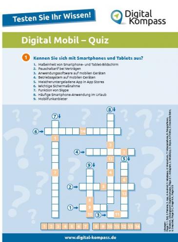 Erste Seite des Digital Mobil Quizes