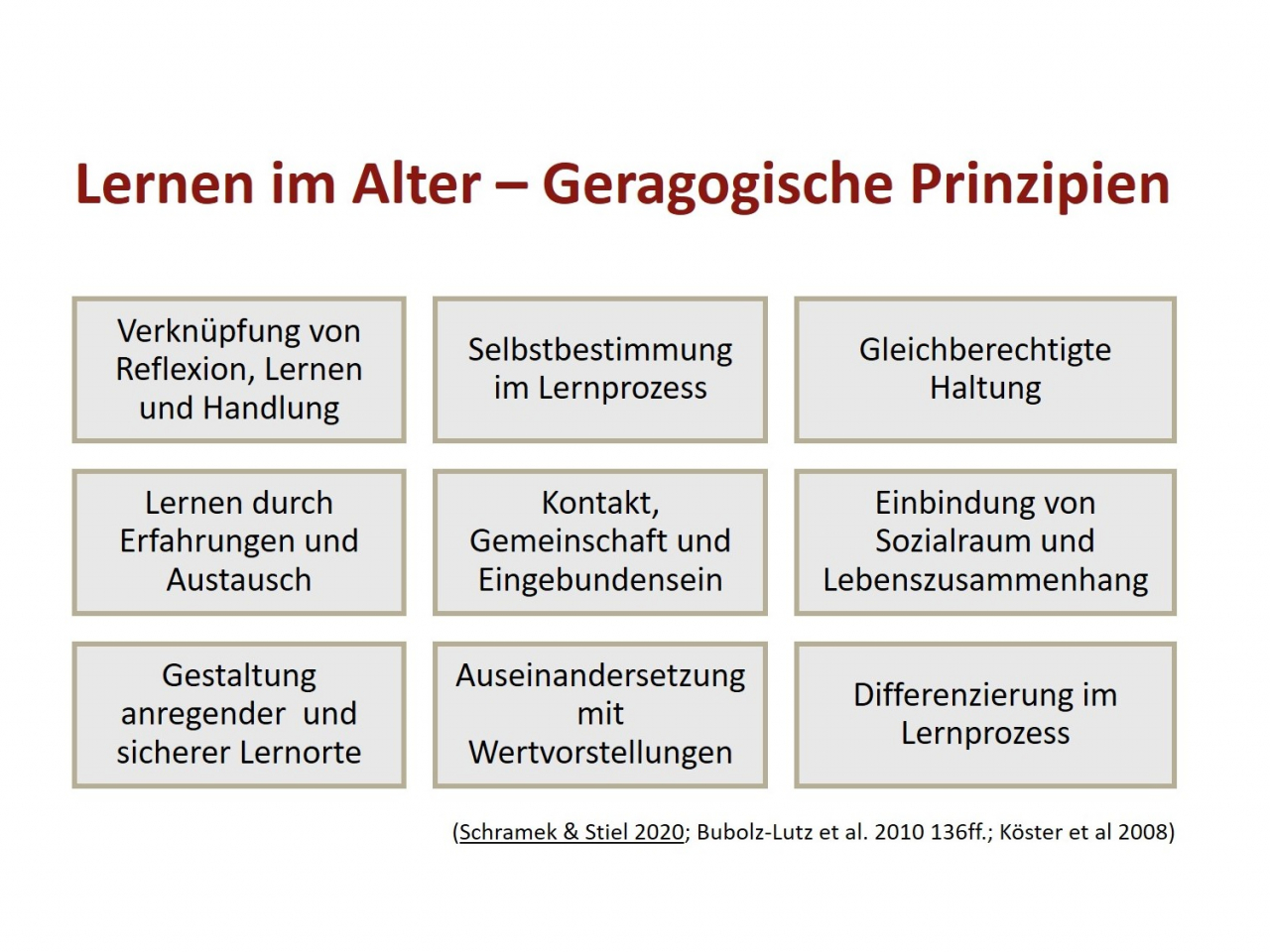 Folie mit 9 geragogischen Prinzipien